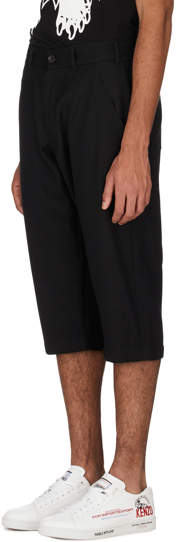Comme des Garçons Shirt: Black Wool 3/4 Pants - 2