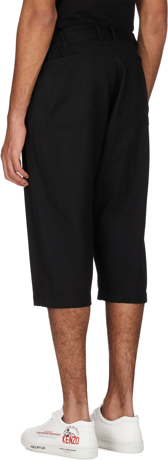 Comme des Garçons Shirt: Black Wool 3/4 Pants - 3