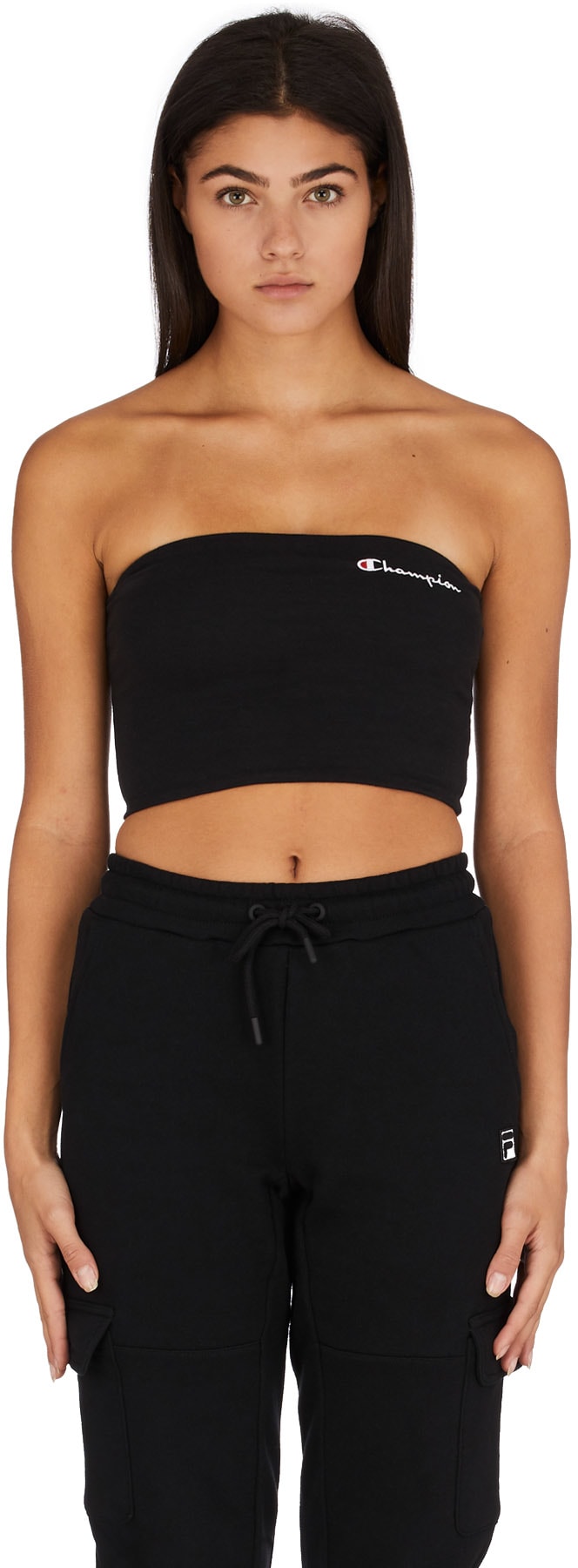 Champion: Black Script Logo Tube Top - 1