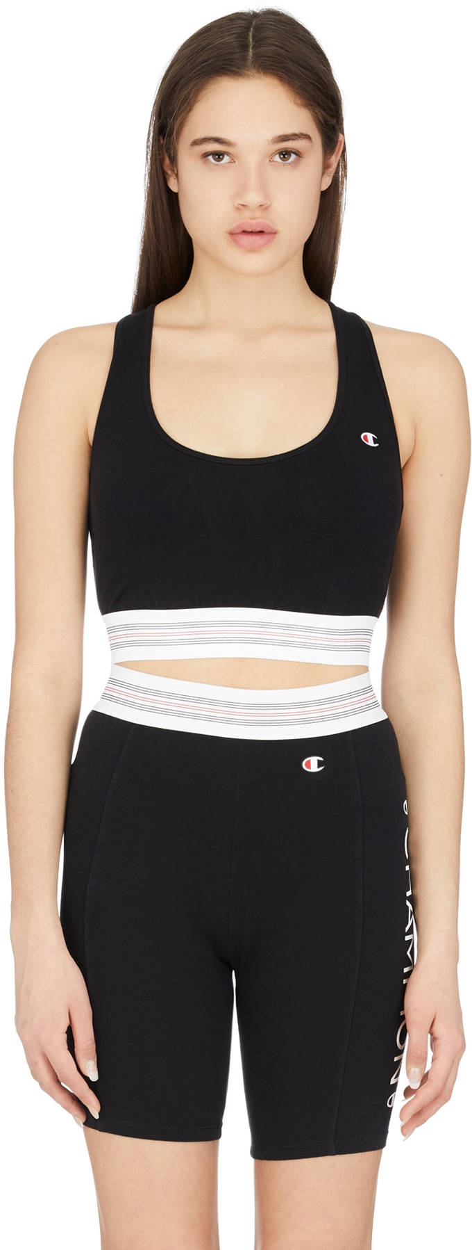 Champion: Black Athletic Crop Top - 1