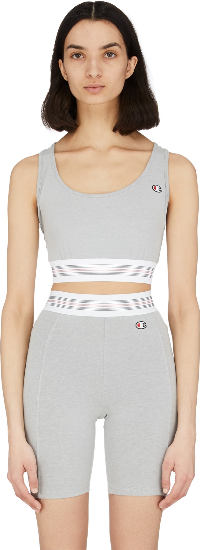 Champion: Grey Athletic Crop Top - 1