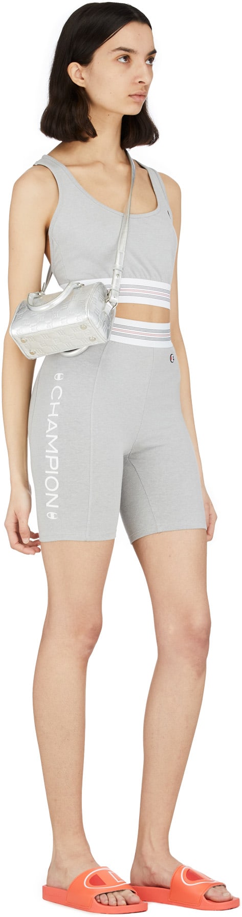 Champion: Grey Athletic Crop Top - 4