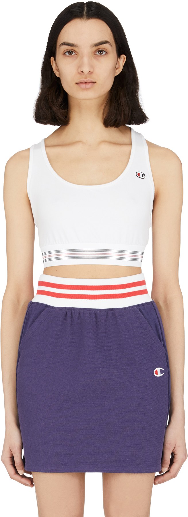 Champion: White Athletic Crop Top - 1