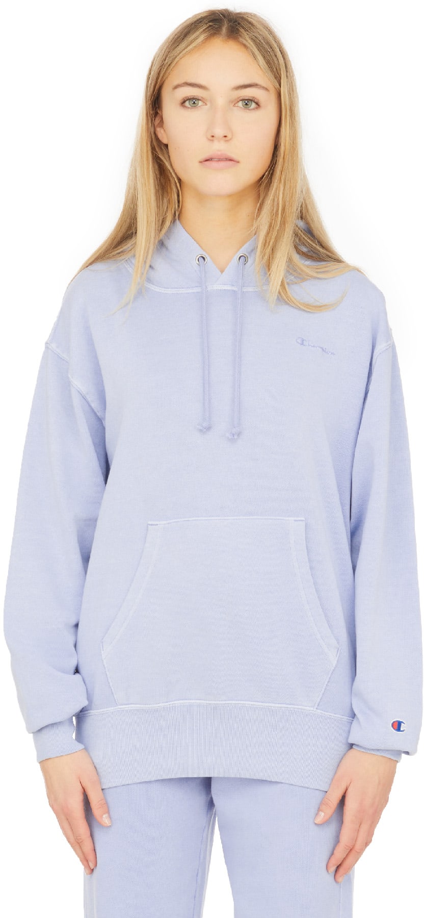 Champion: Bleu Pull à Capuche Boyfriend Vintage Dye Bleu - 1