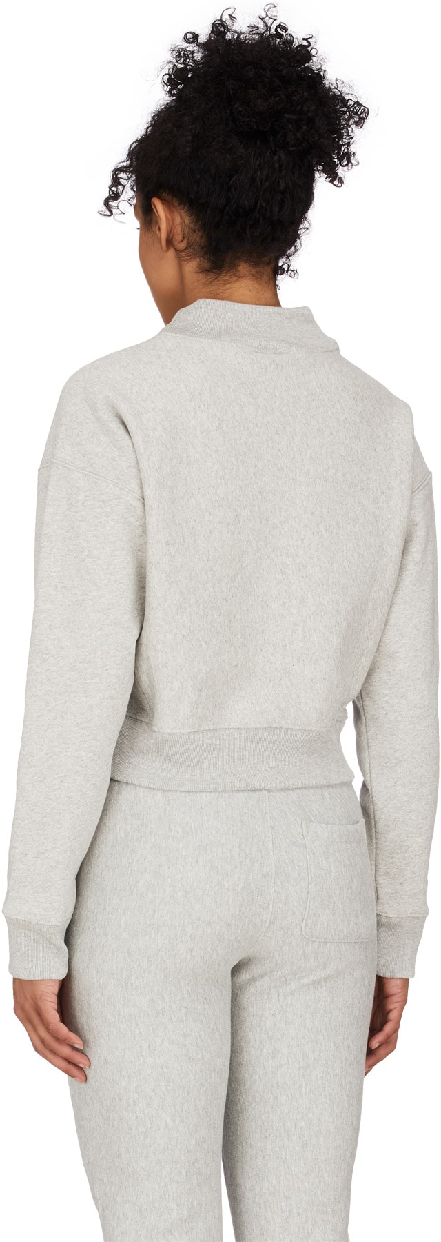 Champion: Grey Reverse Weave Mock Neck Crop Pullover - 3