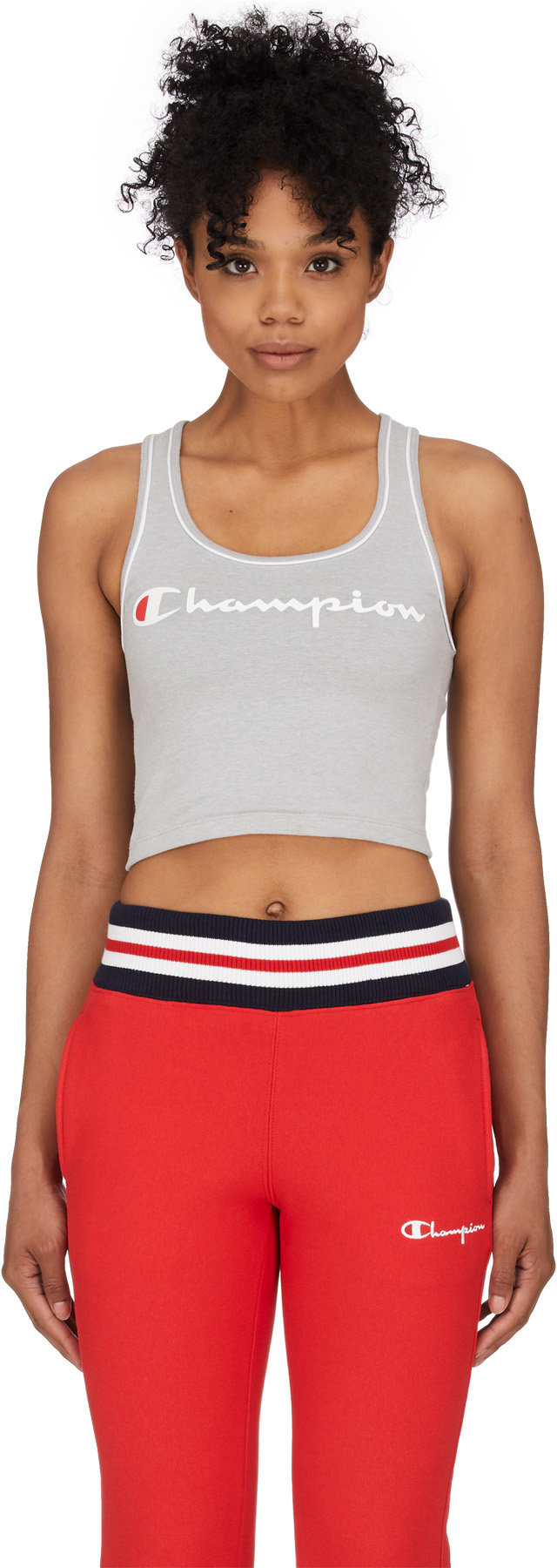 Champion: Grey Everyday Script Crop Top - 1