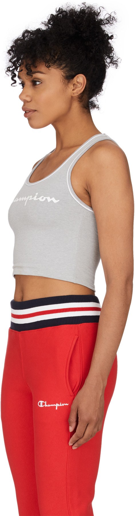 Champion: Grey Everyday Script Crop Top - 2