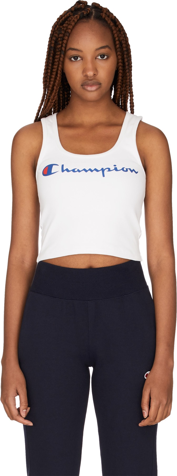 Champion: White Everyday Script Crop Top - 1