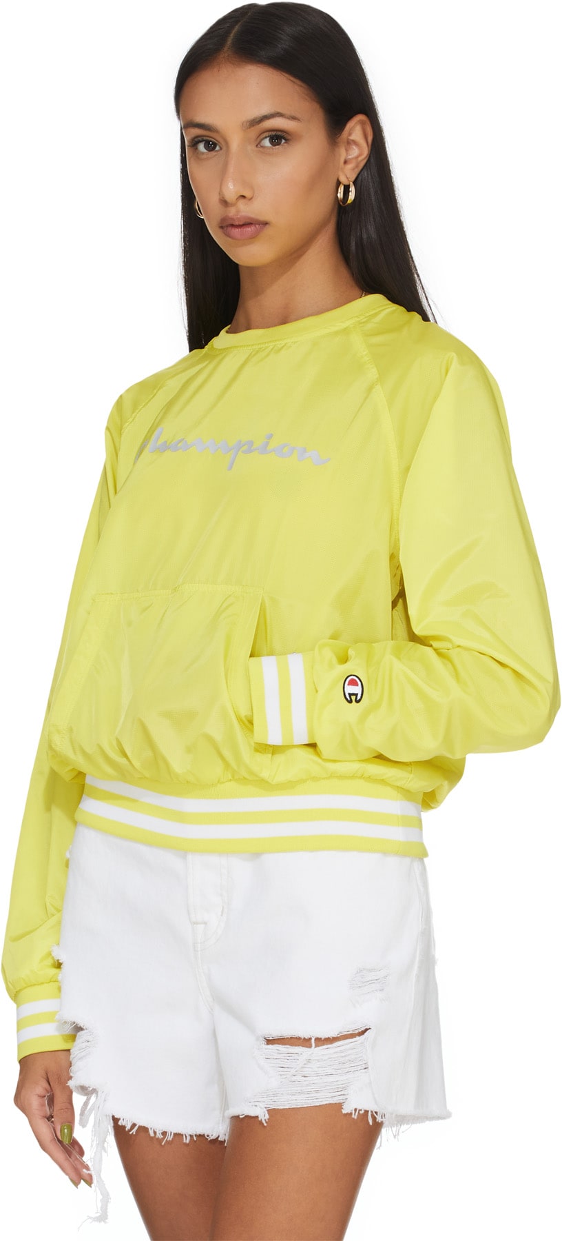 Champion: Yellow Ripstop Script Crew Sweater - 3