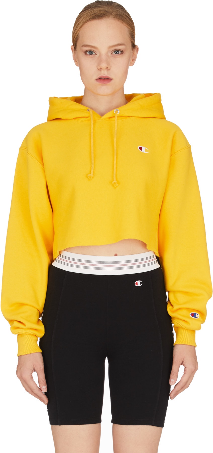 Champion: Gold Reverse Weave Crop Cut Off Hoodie - 1