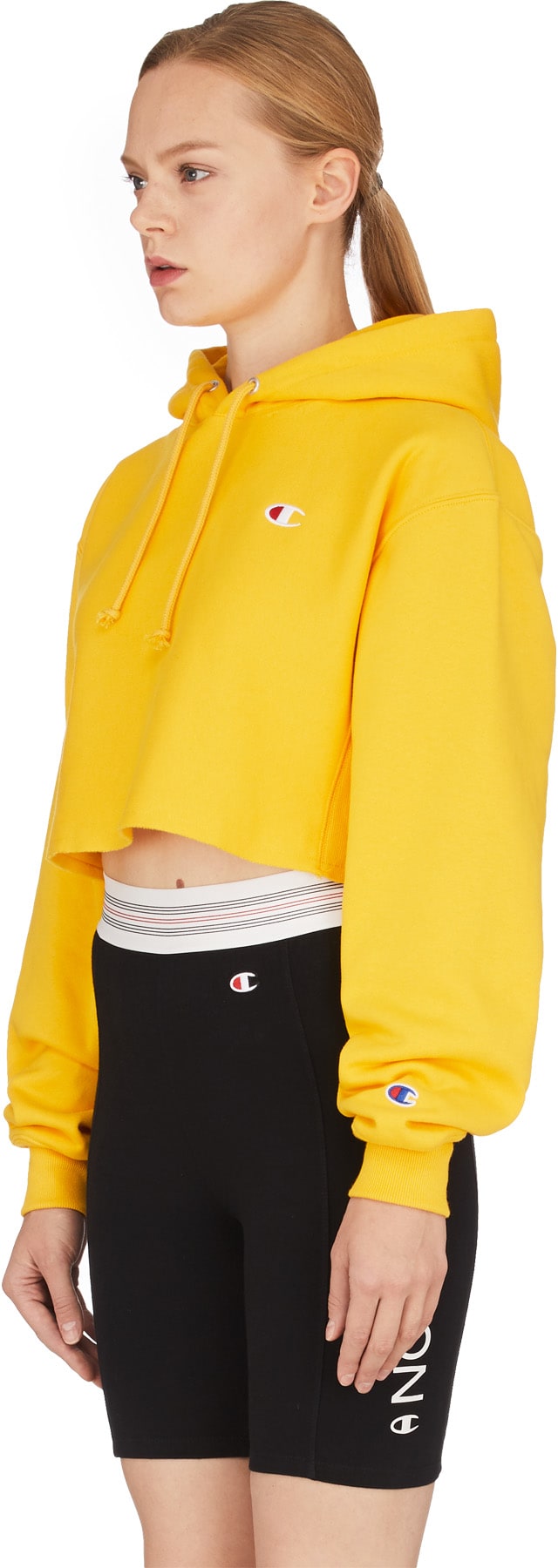 Champion: Gold Reverse Weave Crop Cut Off Hoodie - 2