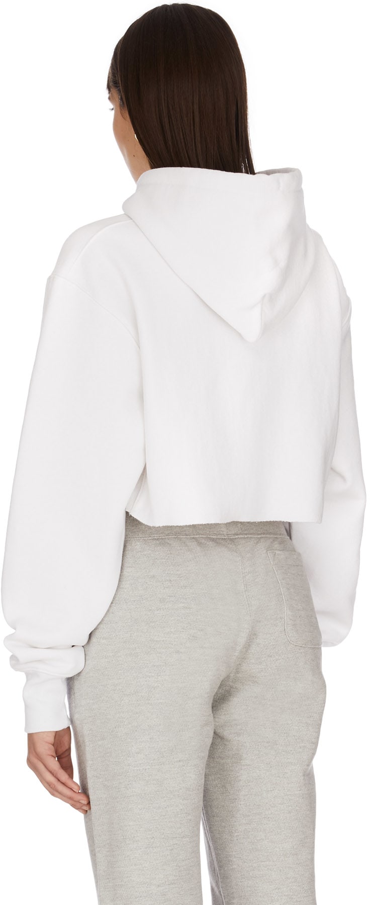 Champion: White Reverse Weave Cropped Cut Off Hoodie - 3