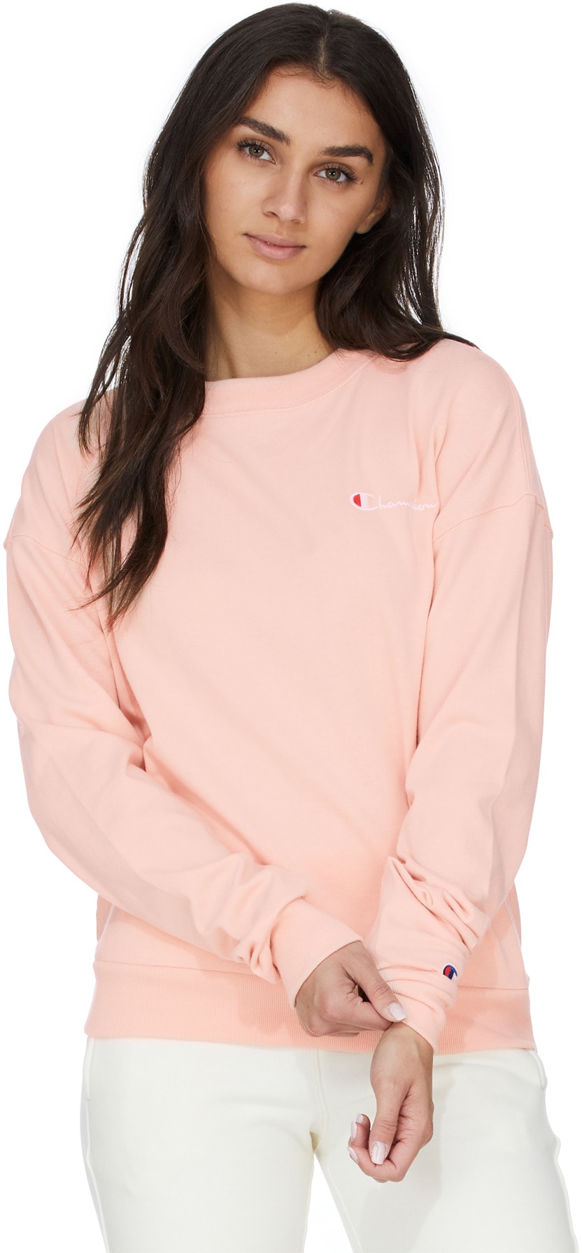 Champion: Pink Heritage Jersey Crew Sweater - 3