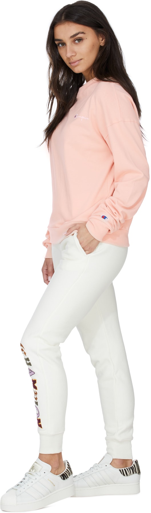 Champion: Pink Heritage Jersey Crew Sweater - 4