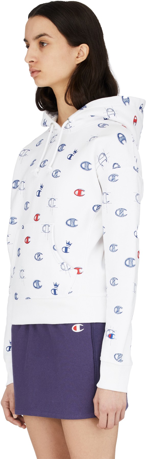 Champion: White Reverse Weave Allover C Print Hoodie - 2