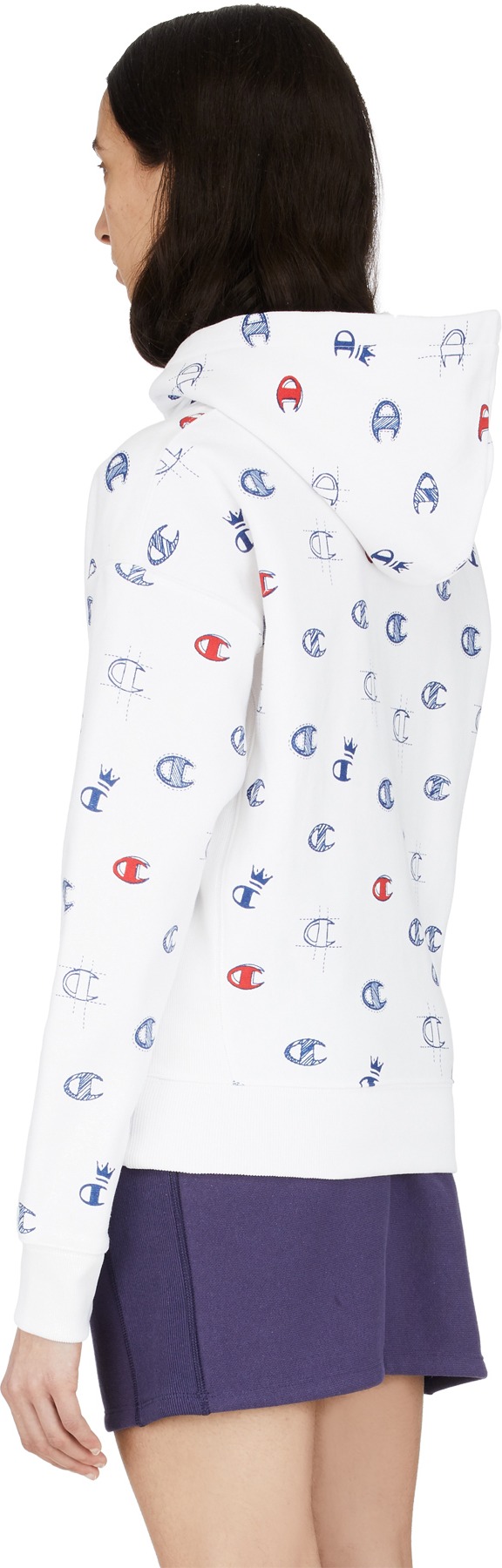 Champion: White Reverse Weave Allover C Print Hoodie - 3