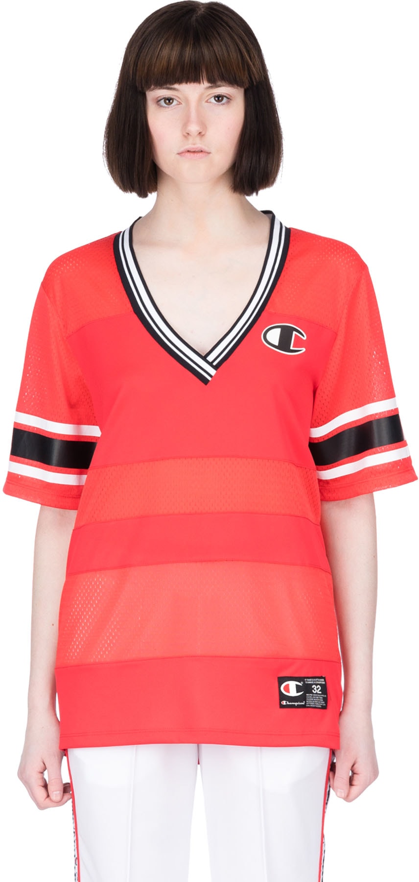 Champion: Red Extra Long Mesh T-Shirt - 1