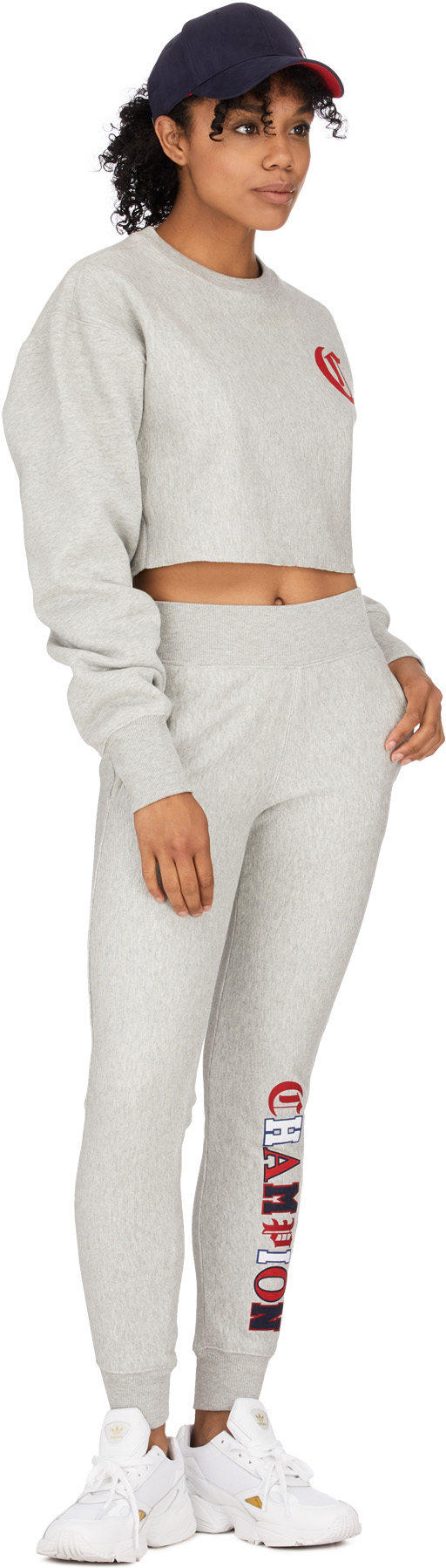 Champion: Gris Pull Tissage Inversé Coupé Calligraphie Gris - 4