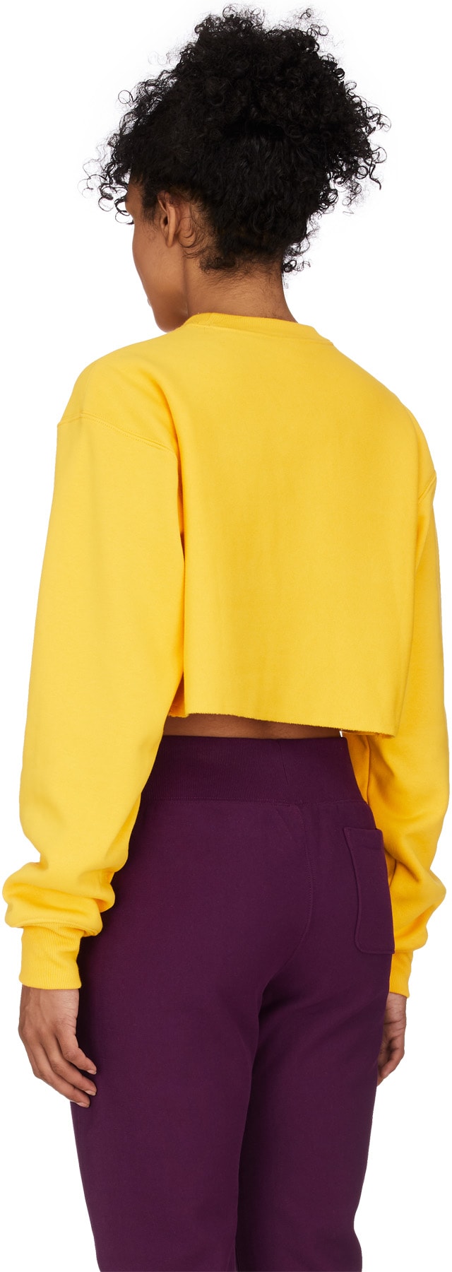 Champion: Gold Reverse Weave Crop Cut Off Crew Sweater - 3