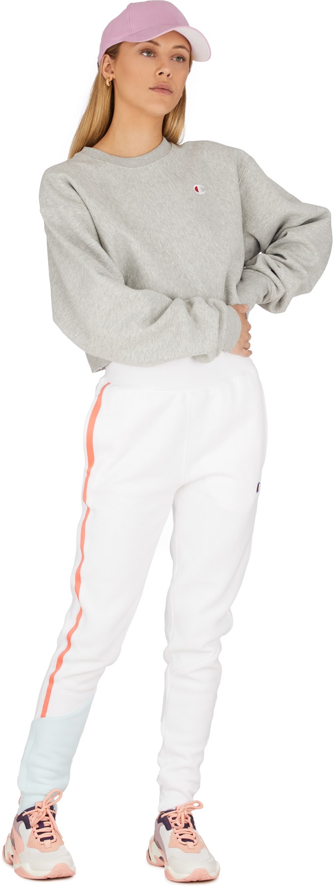 Champion: Grey Reverse Weave Crop Cut Off Crew Sweater - 4