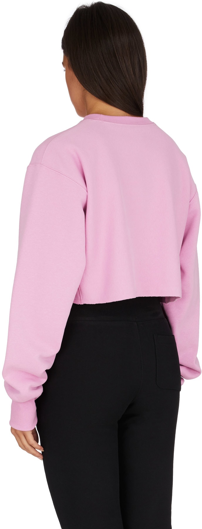 Champion: Pink Reverse Weave Crop Cut Off Crew Sweater - 3