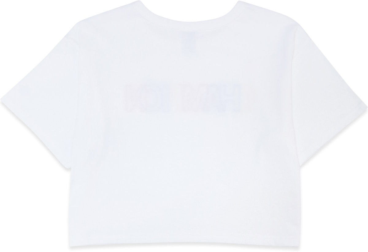 Champion: White Heritage Rainbow Script Crop T-Shirt - 2