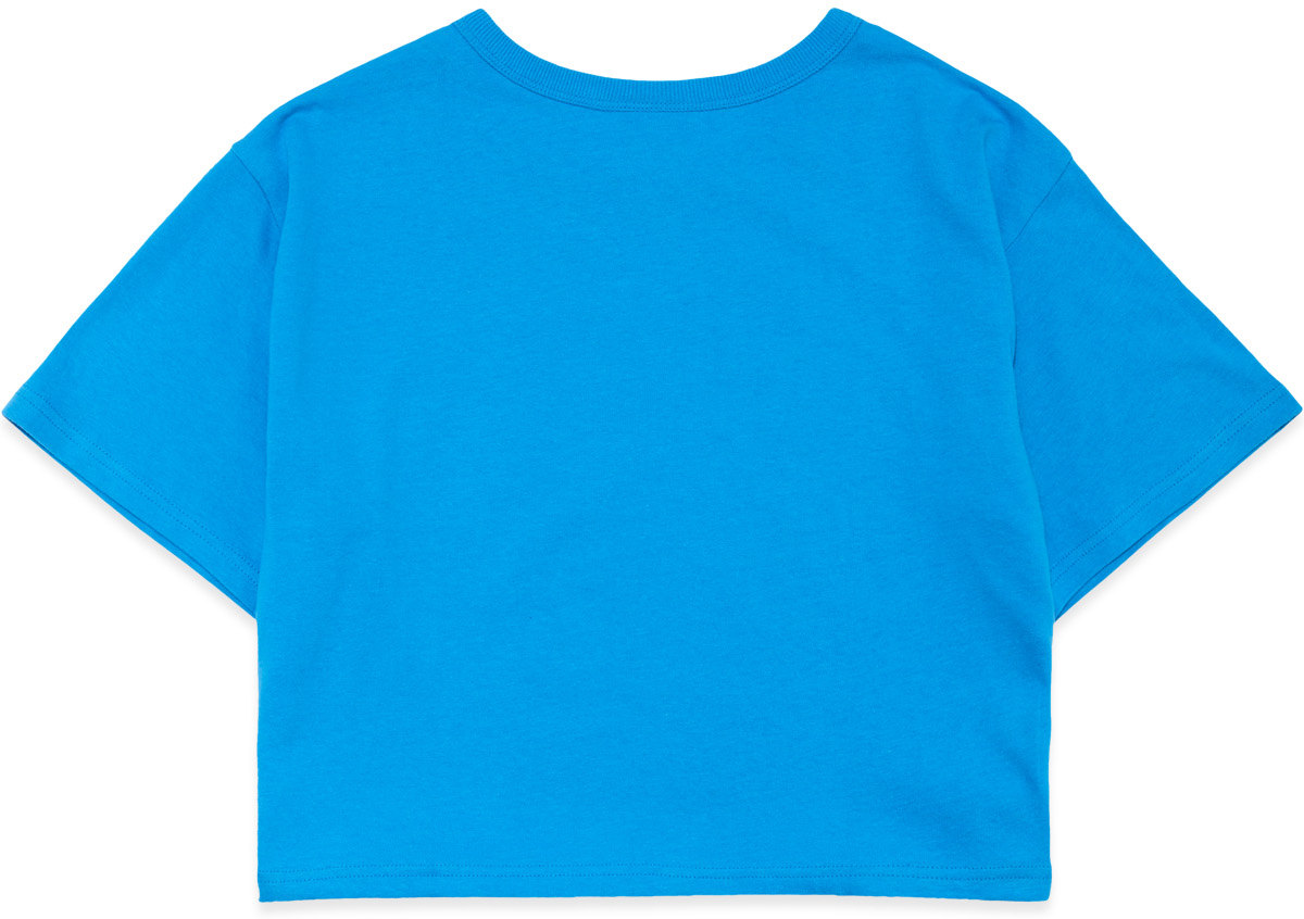 Champion: Blue Heritage Script Crop T-Shirt - 2