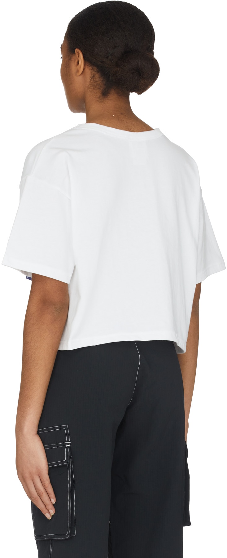 Champion: White Heritage Script Crop T-Shirt - 3