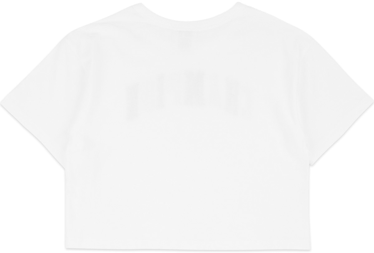 Champion: White Heritage Script Crop T-Shirt - 2