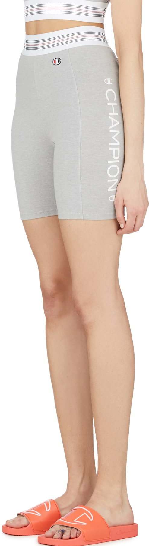 Champion: Grey High Waist Biker Shorts - 2