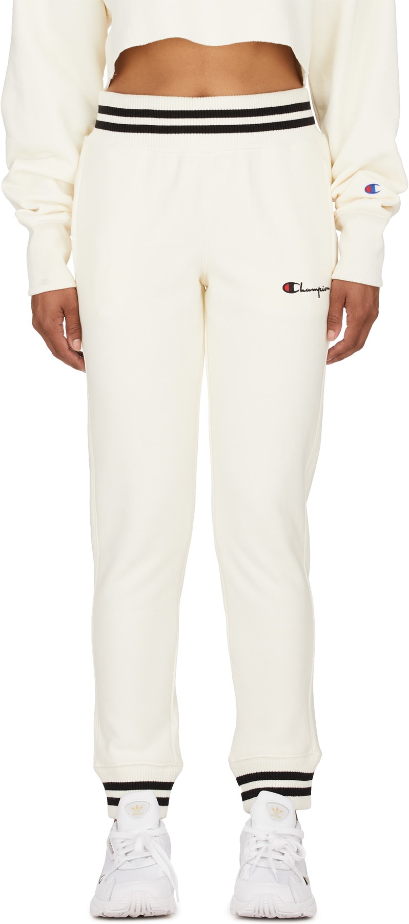 Champion: White Reverse Weave Yarn Dye Joggers - 1