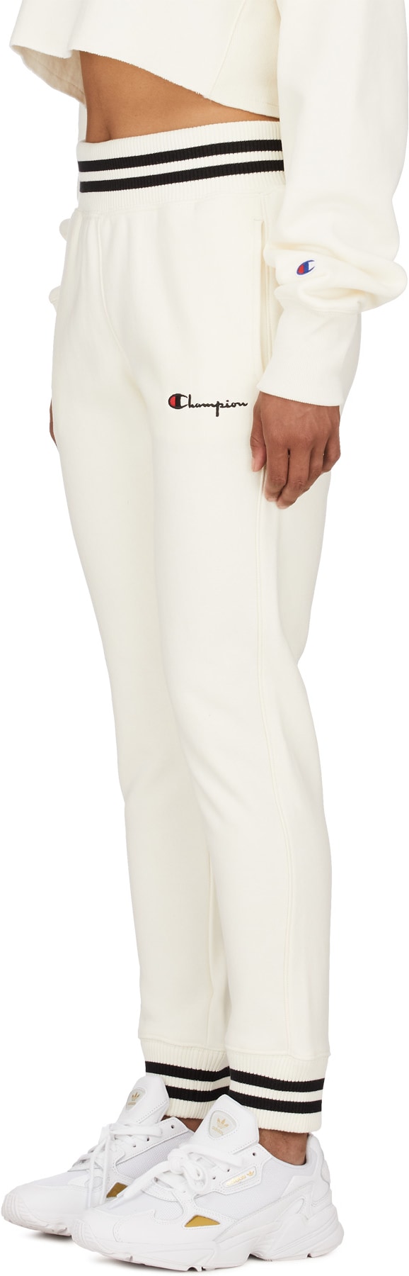 Champion: White Reverse Weave Yarn Dye Joggers - 2