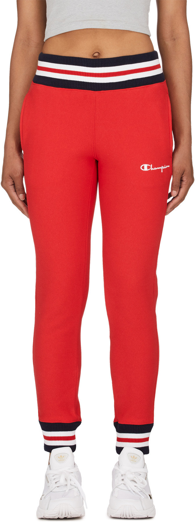 Champion: Red Reverse Weave Yarn Dye Jogger Pants - 1