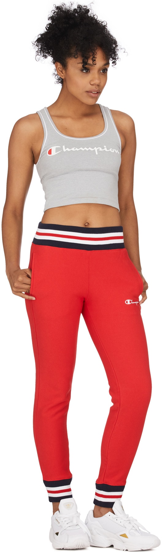 Champion: Red Reverse Weave Yarn Dye Jogger Pants - 4