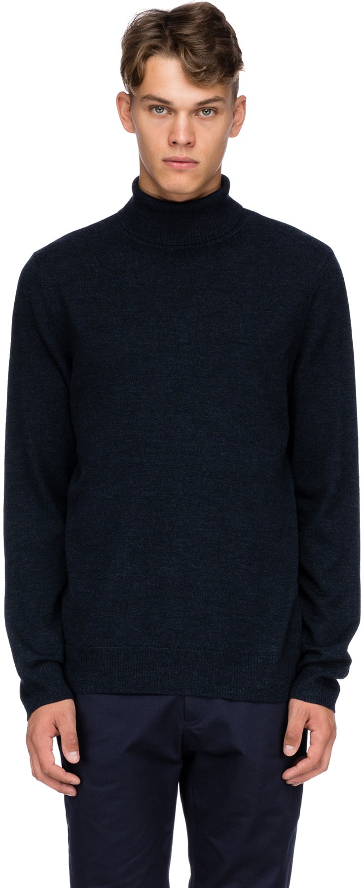 A.P.C.: Blue Marcelino Knit Turtleneck - 1
