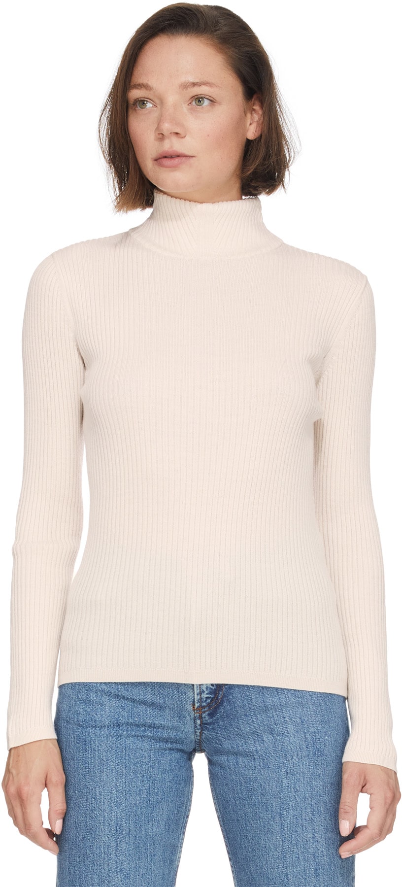 A.P.C.: White Carmen Knit Mock Neck Sweater - 3