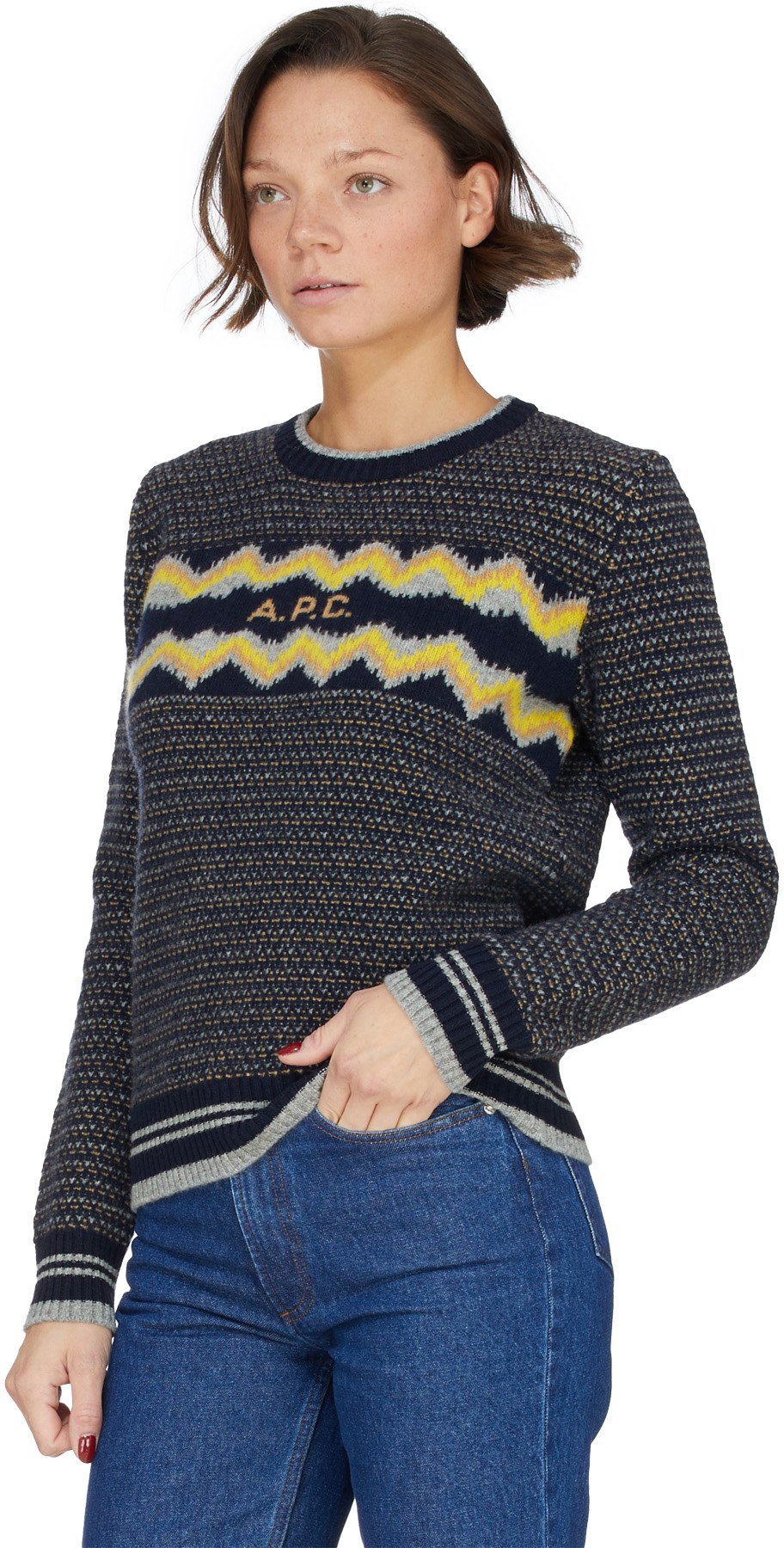 A.P.C.: Blue Adele Knit Crew Sweater - 3