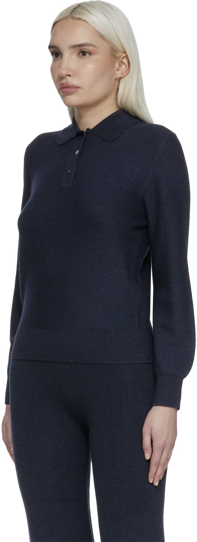 A.P.C.: Blue Olivia Knit Polo Shirt - 2