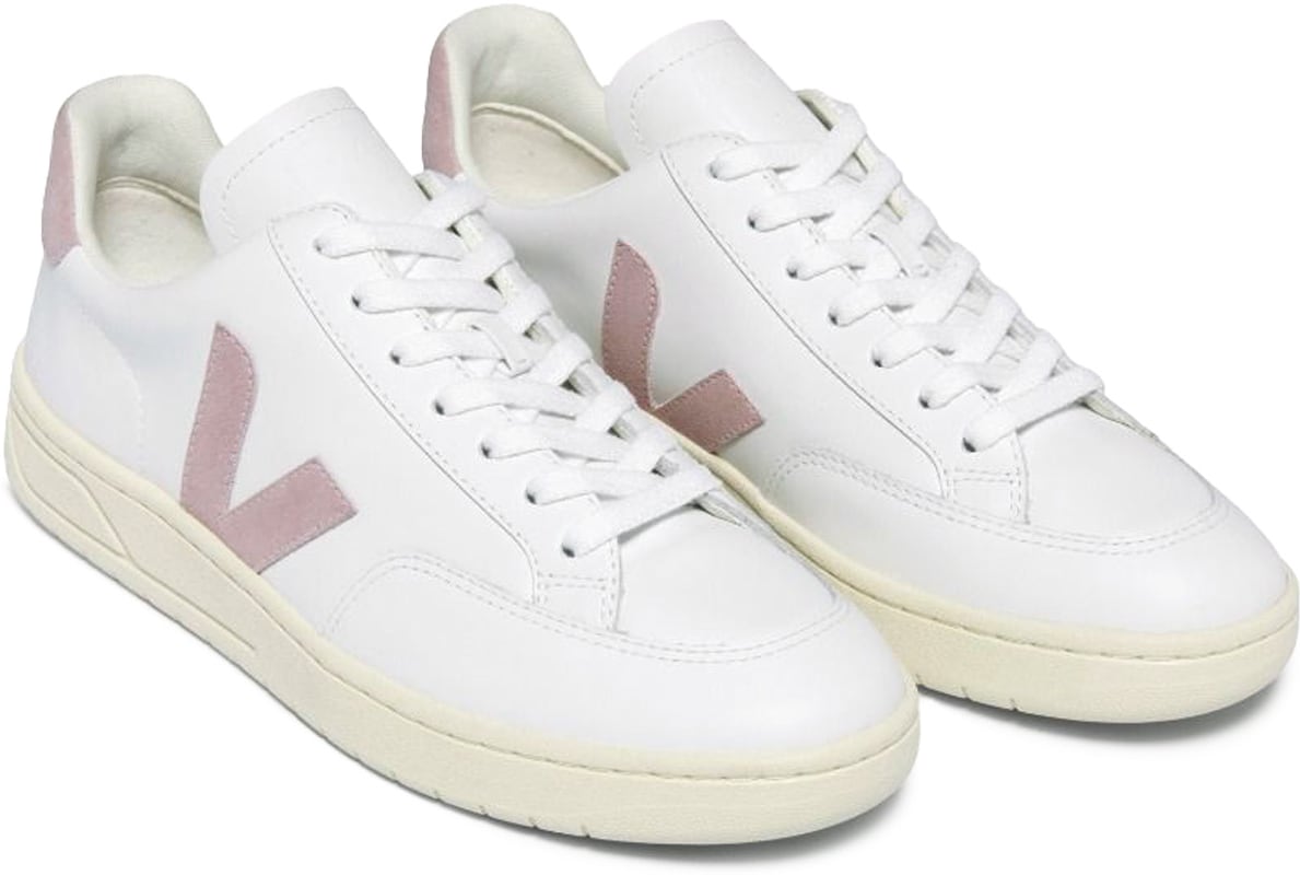 VEJA: White V-12 Leather - 3